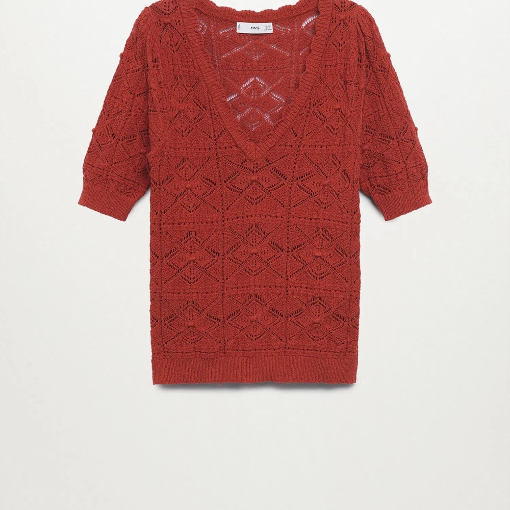 Mango Deep Red V-Neck Sweater